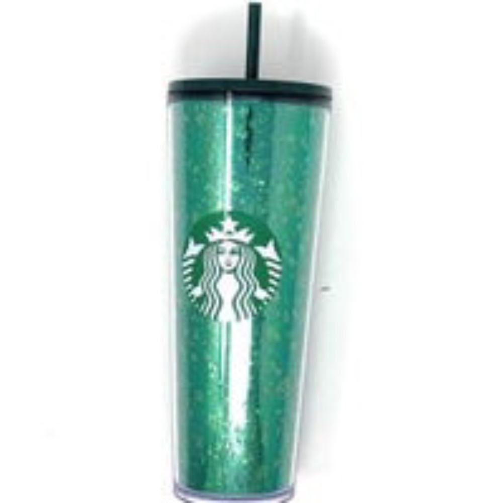 NWT Starbucks 2019 Holiday NWT Season Mercury Glitter Green Cold Tumbler - 24oz